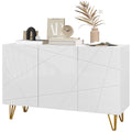 Modern Luxe High Gloss Sideboard with Gold Hairpin Legs - White