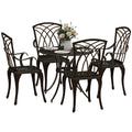 5 Piece Cast Aluminium Garden Dining Set with Parasol Hole - Bronze Tone