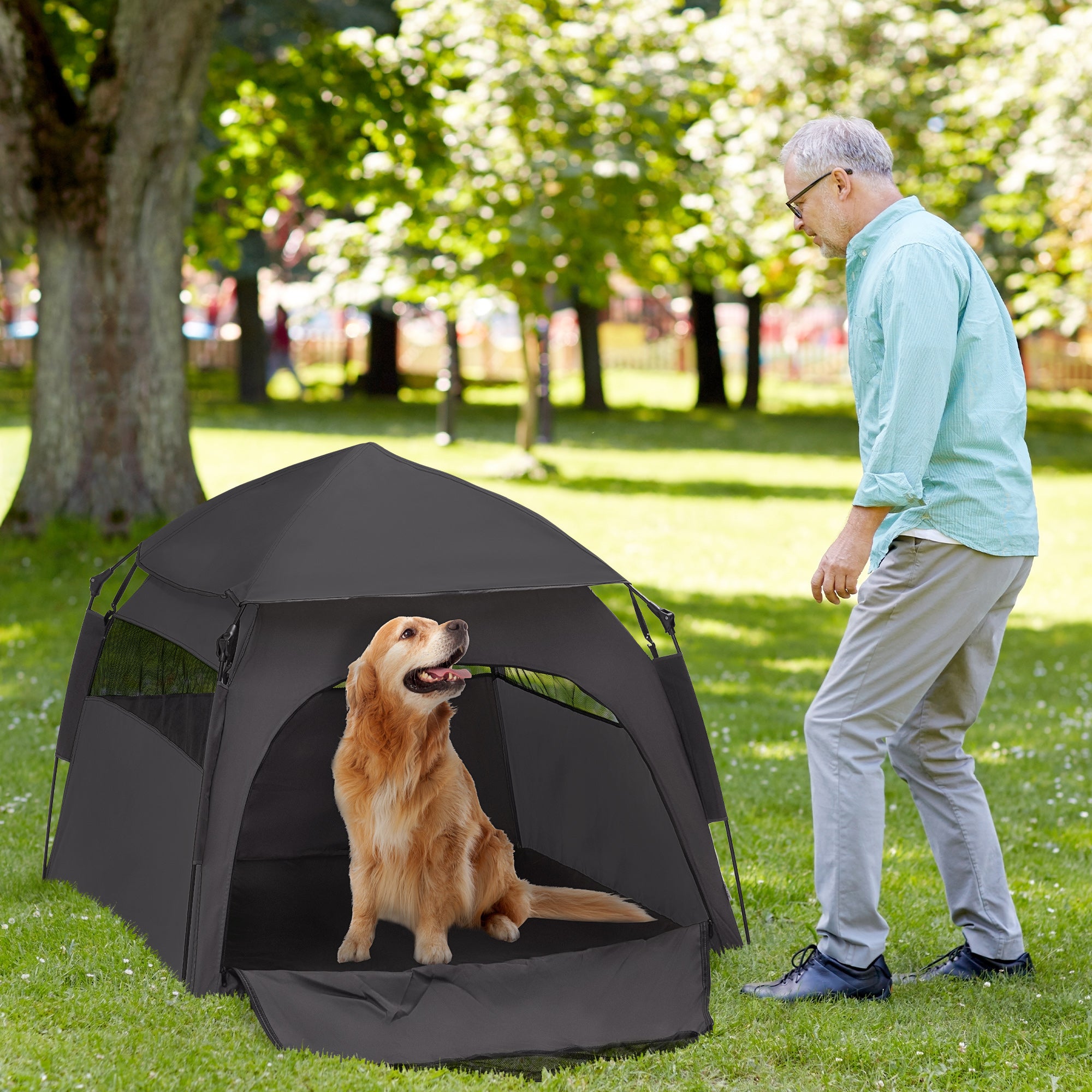 Foldable Dog Cat Tent with Water-Resistant Oxford, Carry Bag for Extra Large Dog, Charcoal Grey