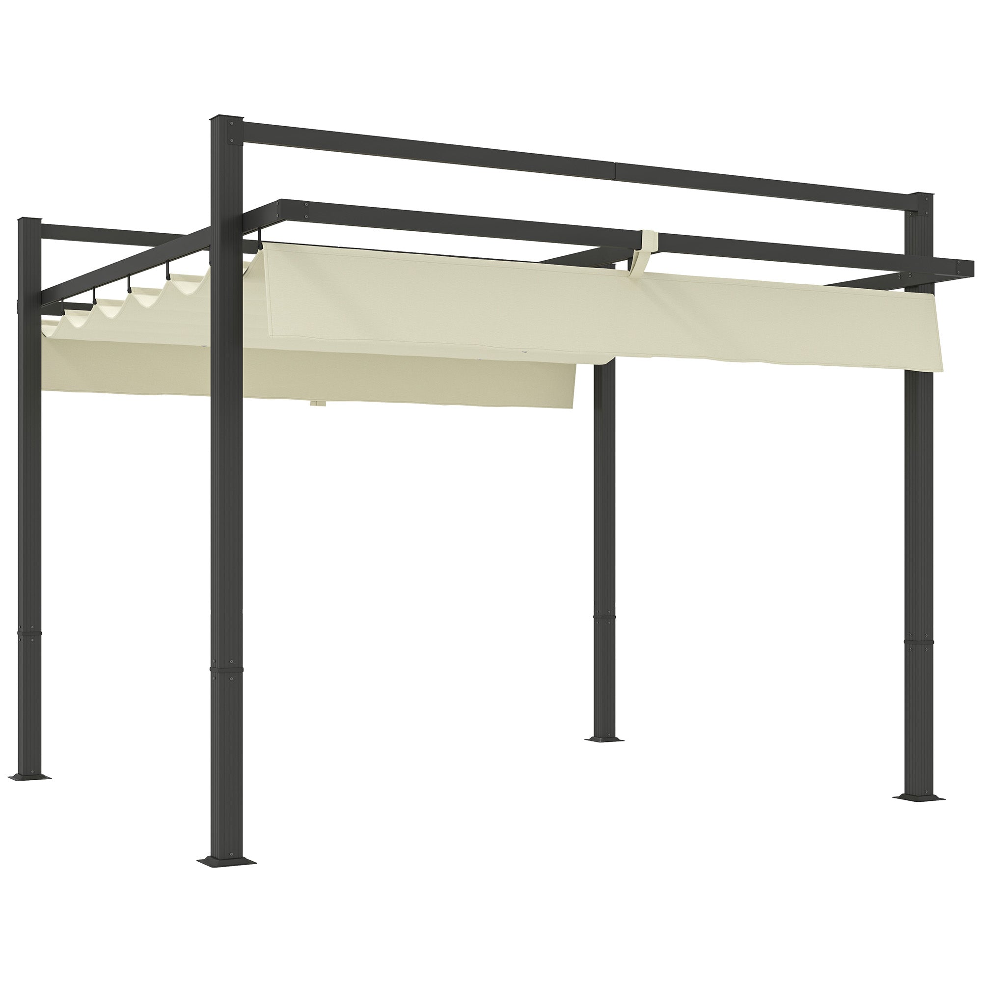 3 x 3 Metre Aluminium Pergola with Retractable Roof - Grey Khaki