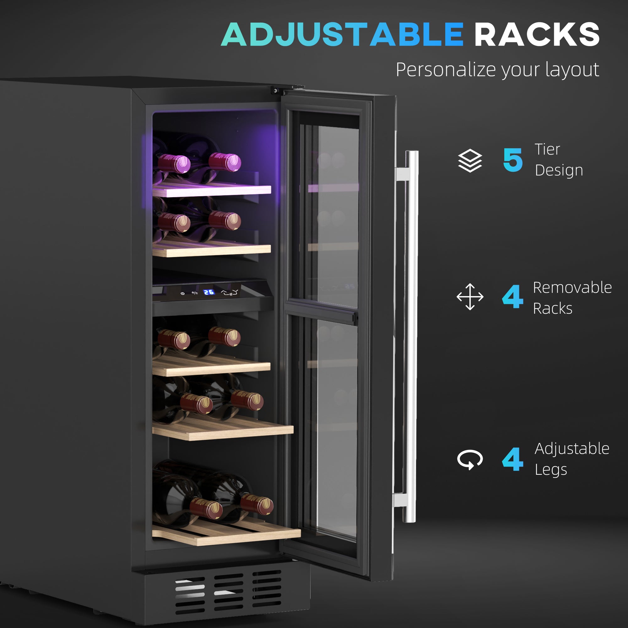 16 Bottle Dual Zone 5-18℃ Wine Fridge - Black