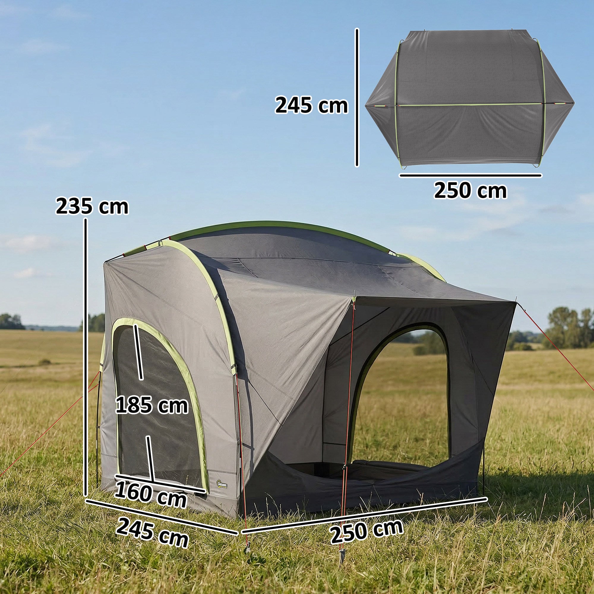 Car Tent with 2.35m Stand-Up Height, 3000mm Waterproof Tailgate Tent with Mesh Windows for Family Camping Travelling