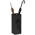 Square Metal Umbrella Stand with 4 Hooks and Removable Drip Tray 15.5x15.5x41 cm - Black
