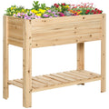 Wooden Raised Outdoor Plant Stand with Clapboard 100 x 40 x 84cm - Natural Wood