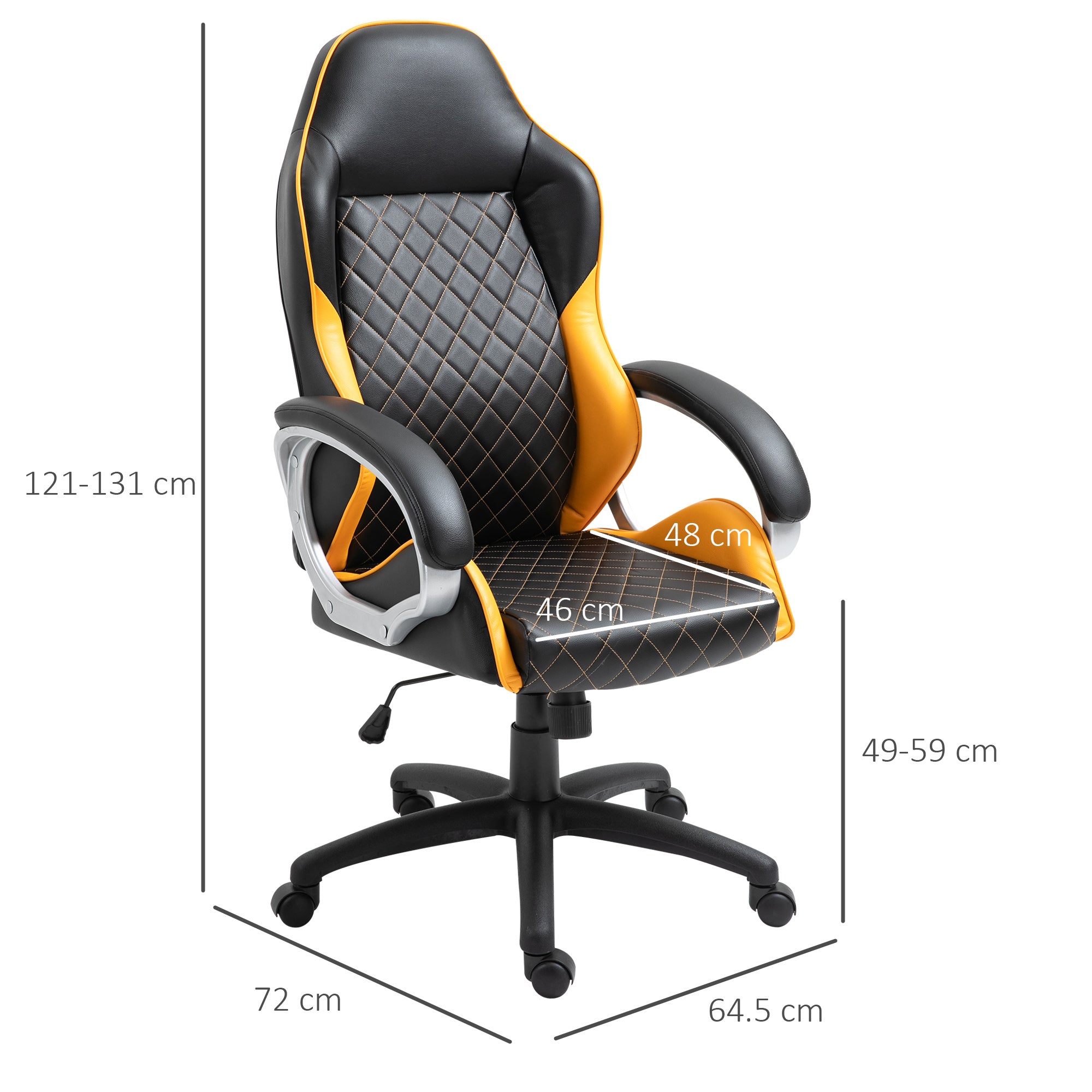 Office Chair Faux Leather Diamond Line High-Back Rocker Swivel Desk Chair Orange