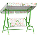 2 Seater Kids Garden Swing Bench with Adjustable Canopy - Green