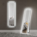 Full Length LED Mirror 150x40cm with Dimming & 3 Colour Lighting, Free Standing, Leaning or Wall Mount - Black