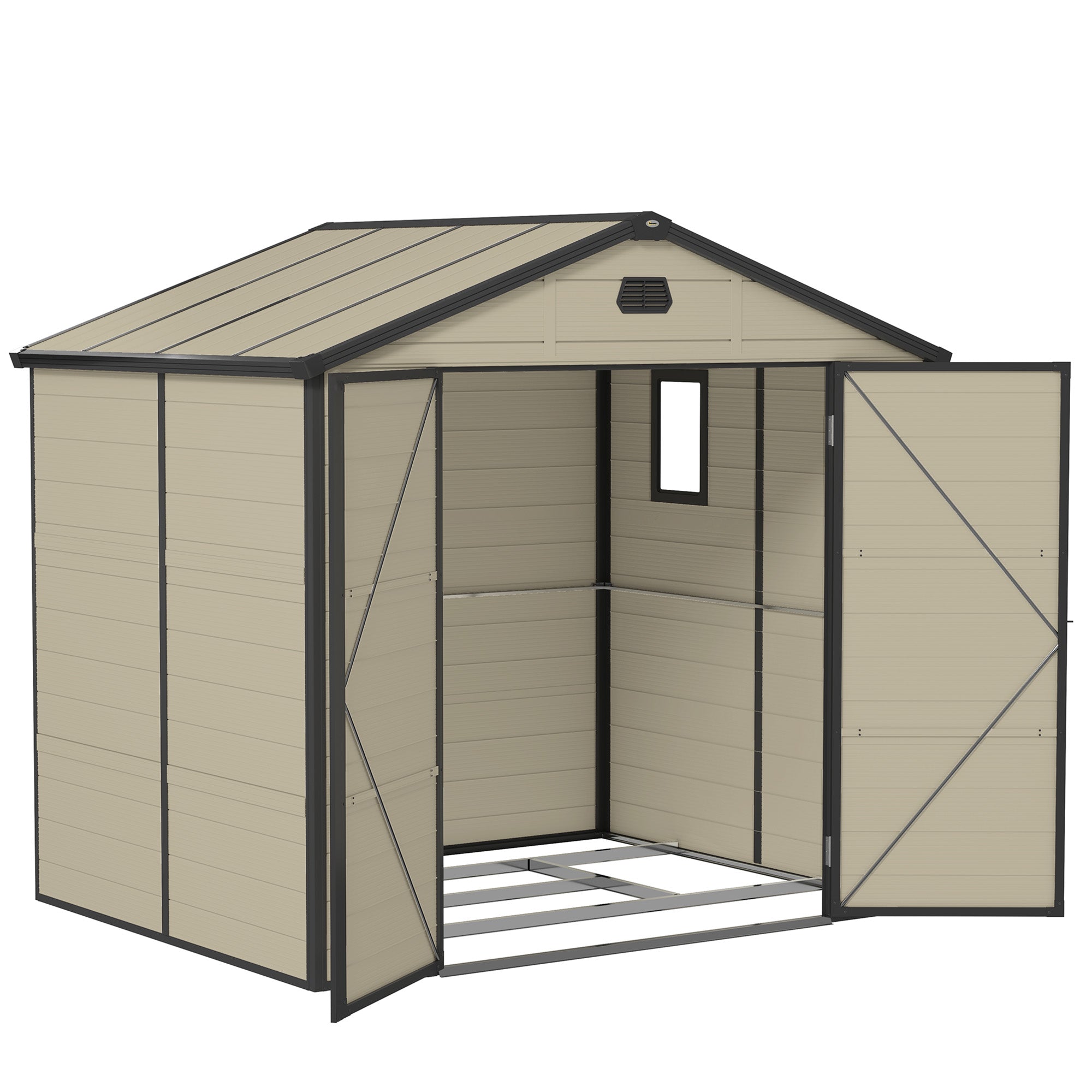 7.9ft x 6.2ft Aluminium Frame Garden Shed with Foundation - Cream White