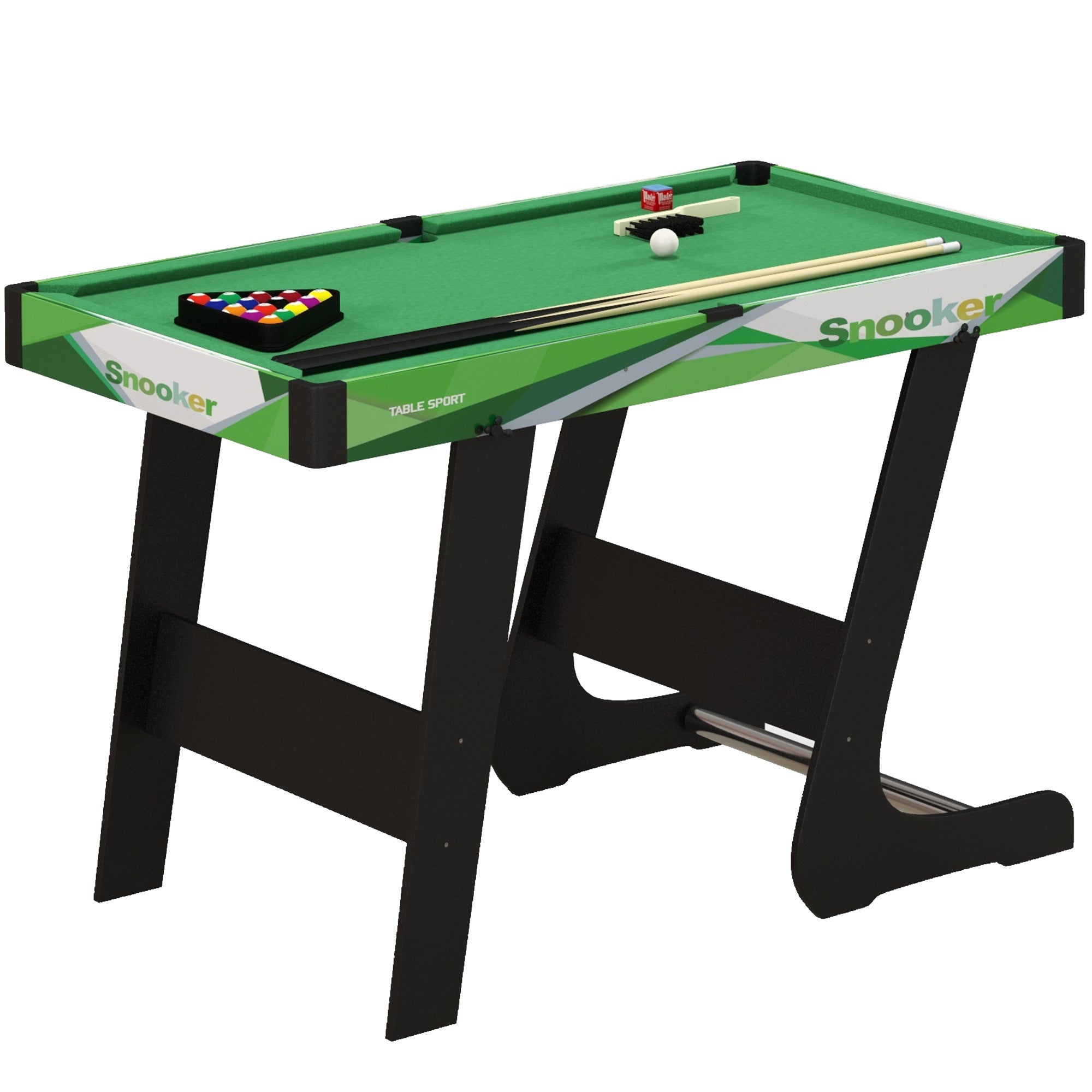 104cm Folding Mini Pool Table Set with 2 Cues, 16 Balls, Chalk, Triangle, Brush, Green