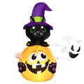 4.9FT Light-Up Halloween Inflatable Pumpkin, Cat & Ghost - Multicolor