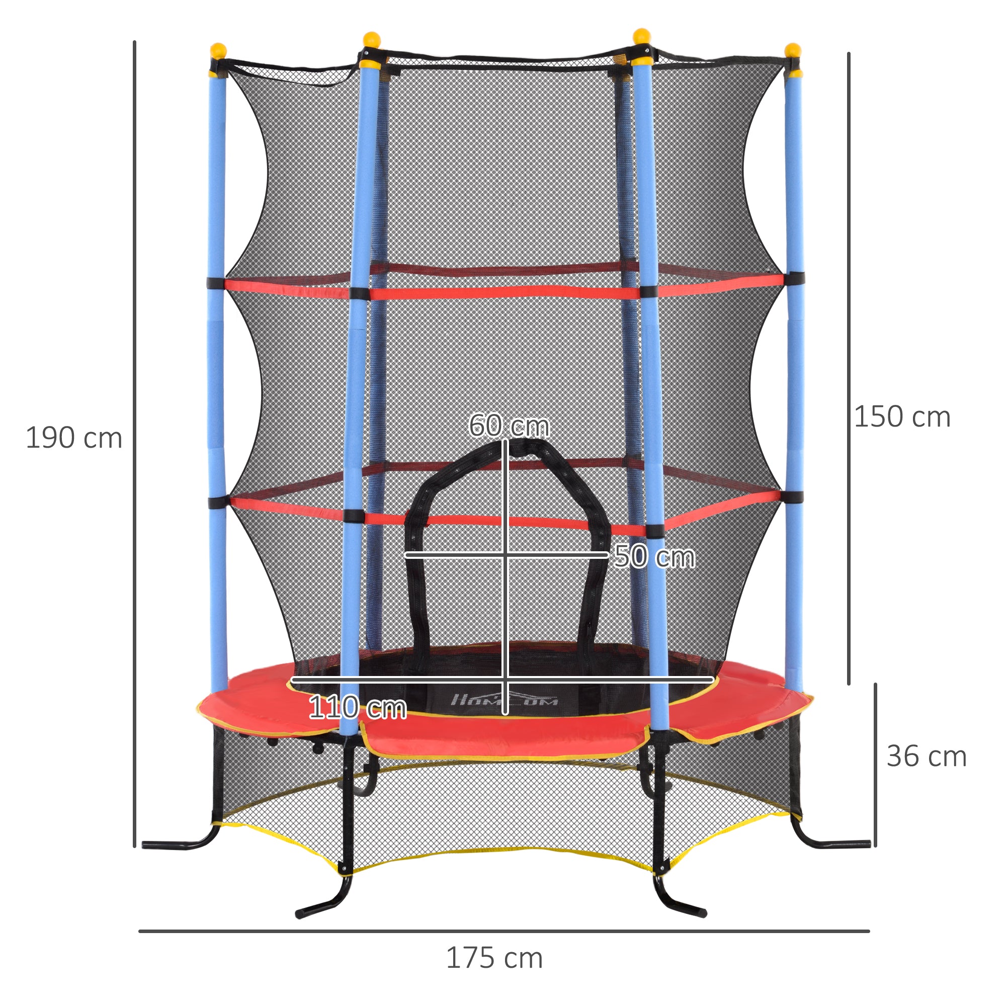 Kids Trampoline, with Safety Net, for Ages 3-10 Years