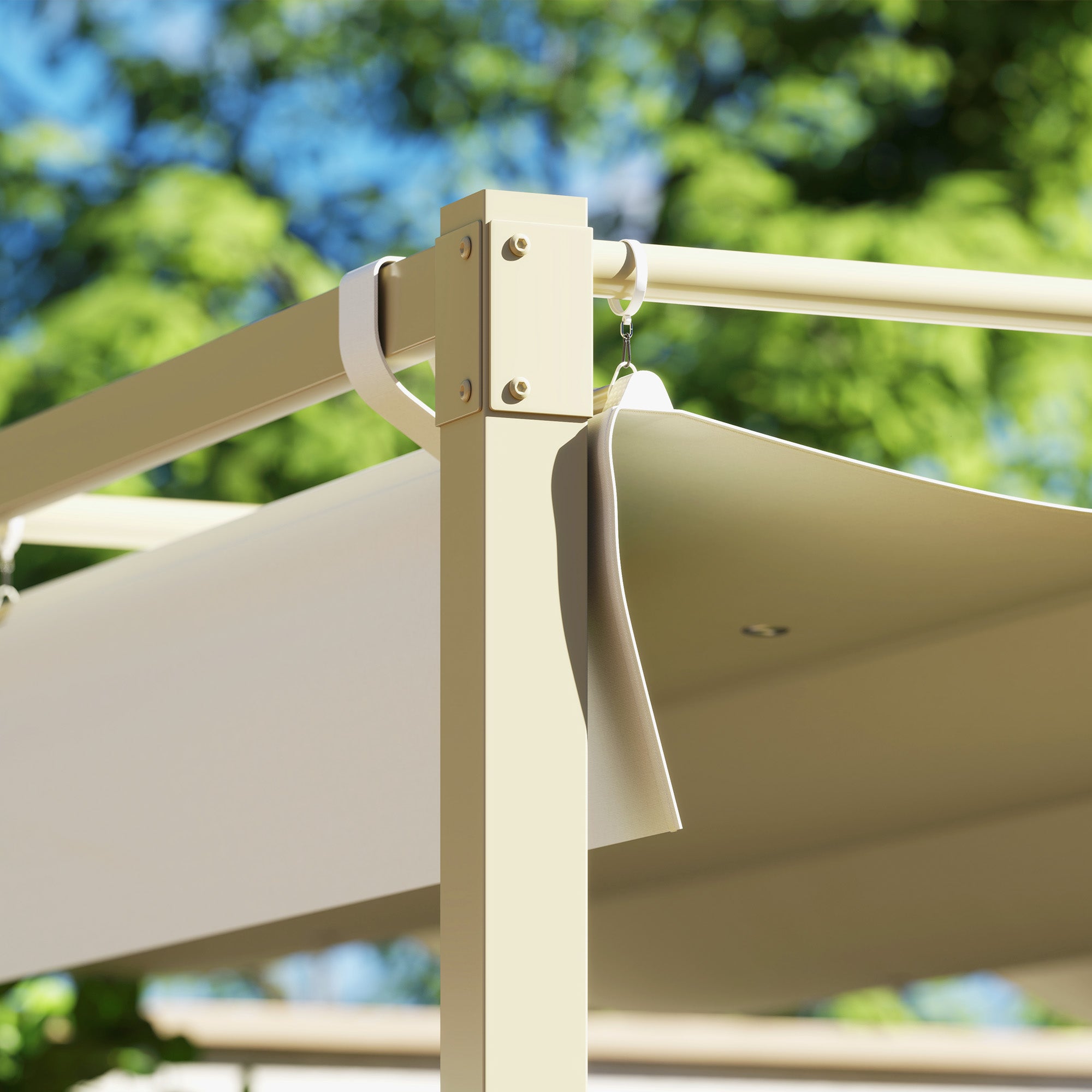 3 x 3 Metre Garden Pergola Kit with Retractable UPF30+ Canopy - Khaki