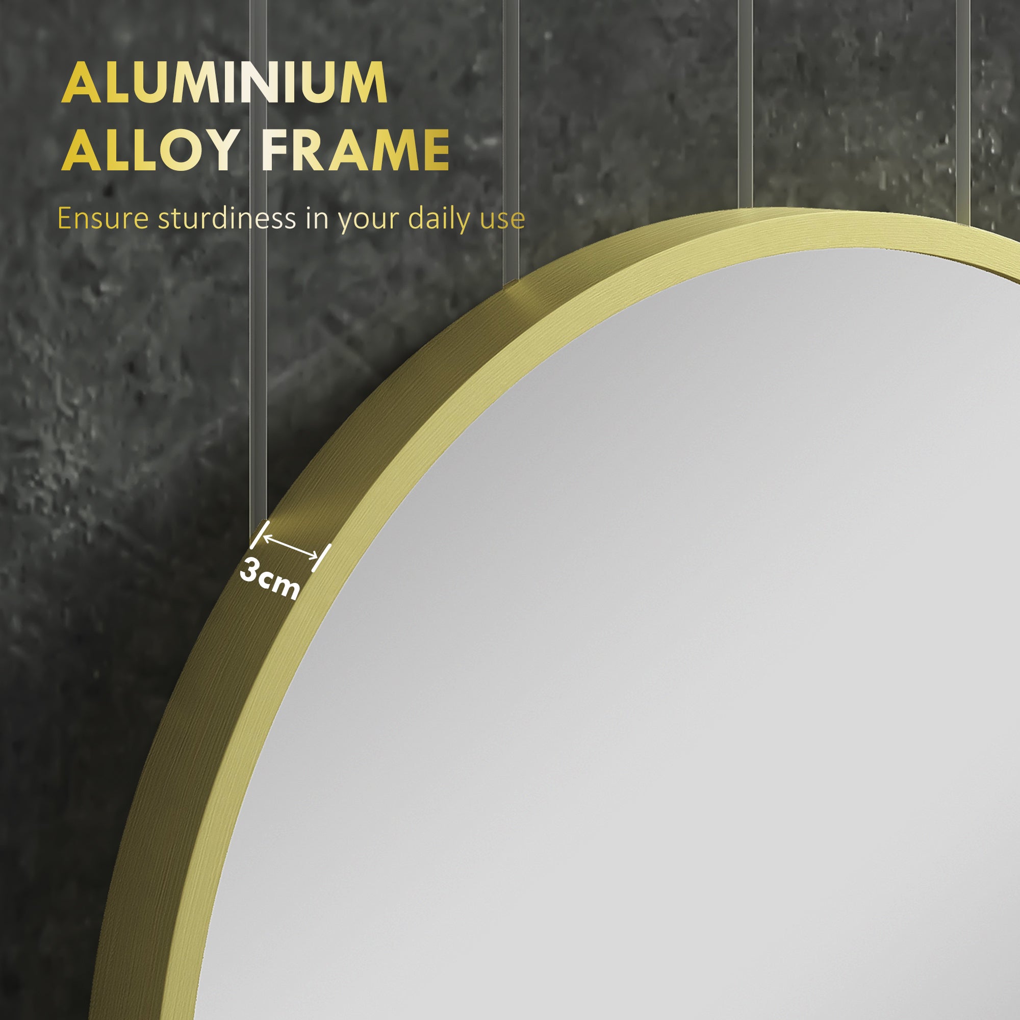 70cm Aluminium Frame Round Bathroom Mirror - Gold Tone