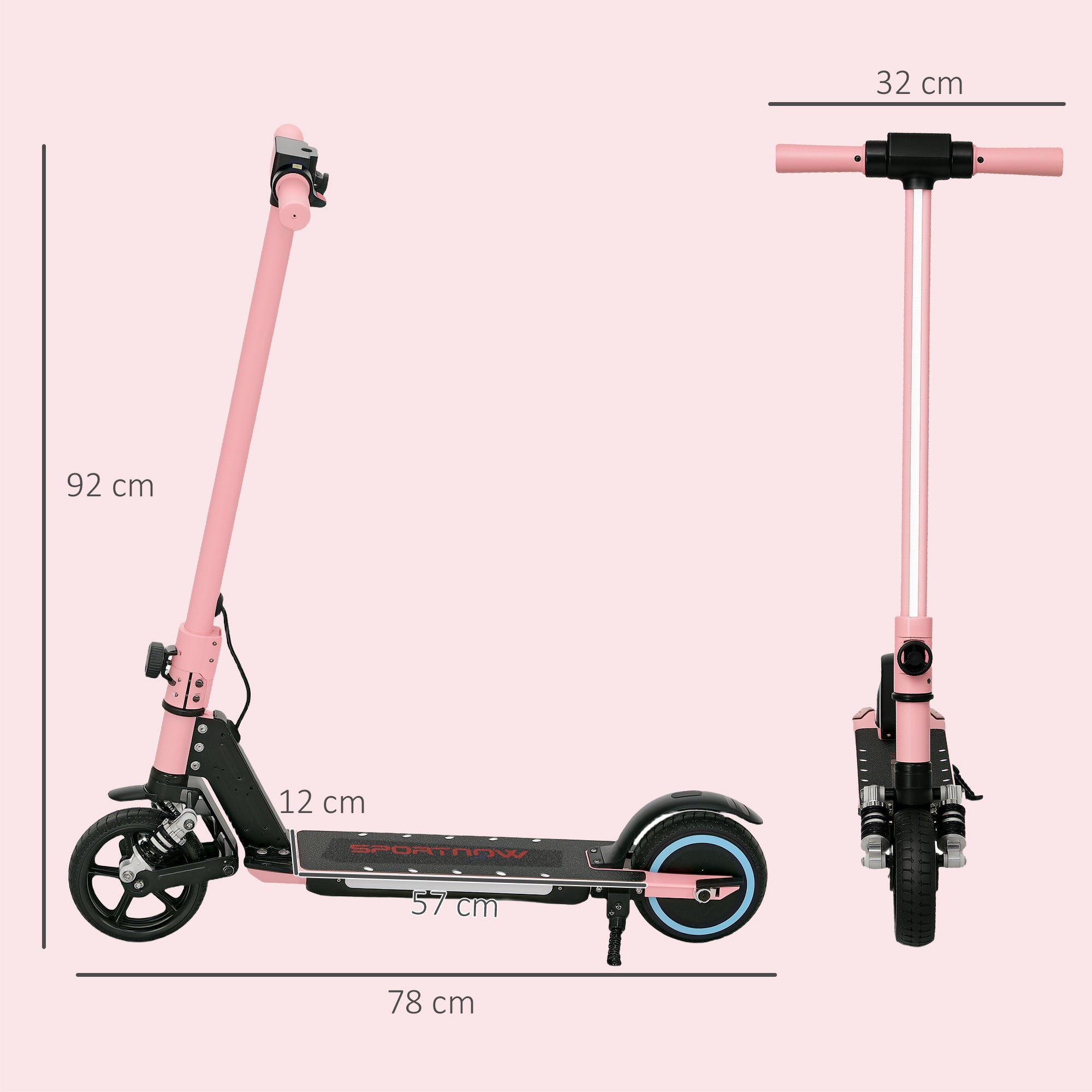 Folding Electric Scooter for Kids 6-14 with Dual Brakes, Suspension, LED Lights & Display, 6.8kg Aluminium, 14 KM/H - Pink