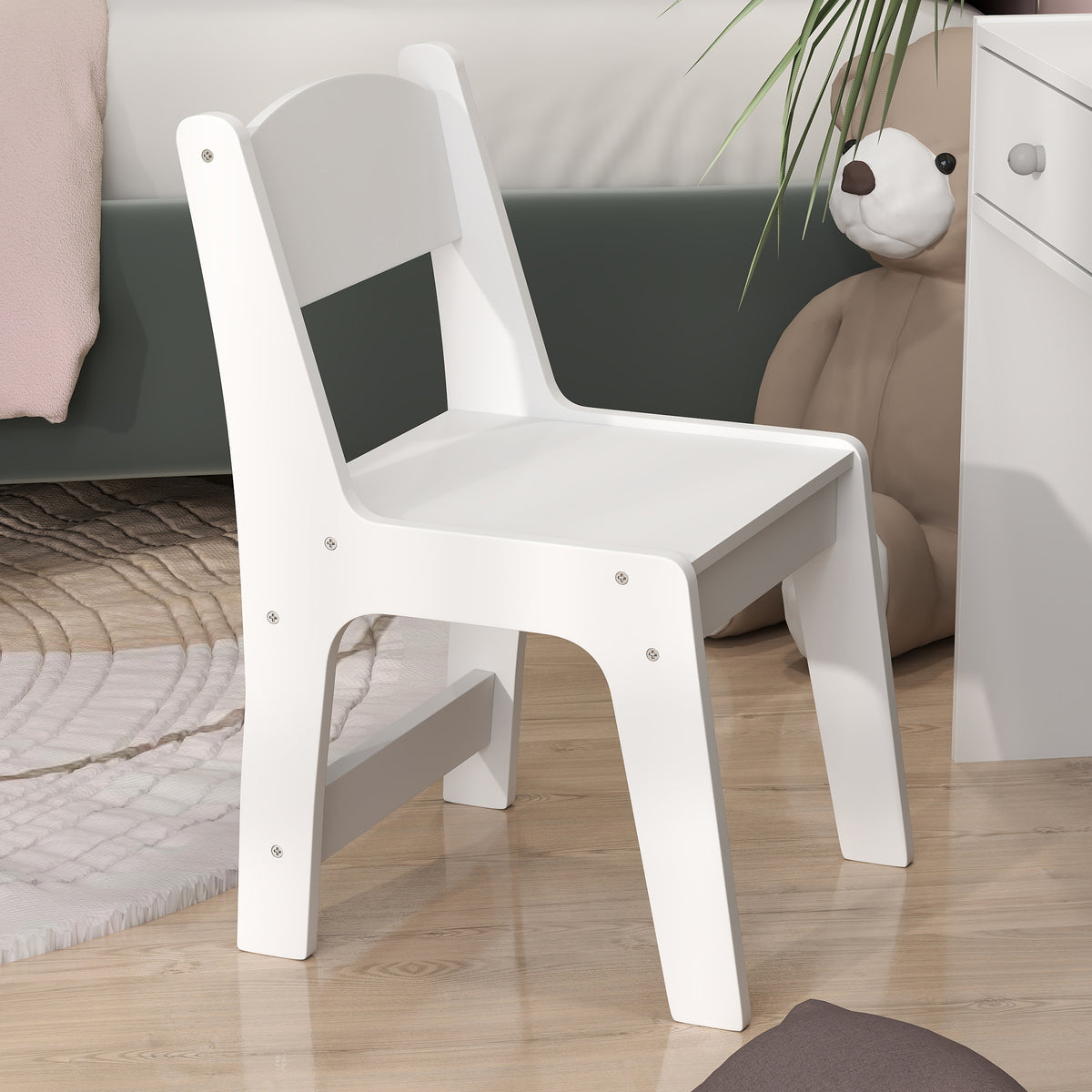 Kids Dressing Table Set Kids Make up Table with Stool and Mirror, Storage Drawers, Gift for Aged 3-8