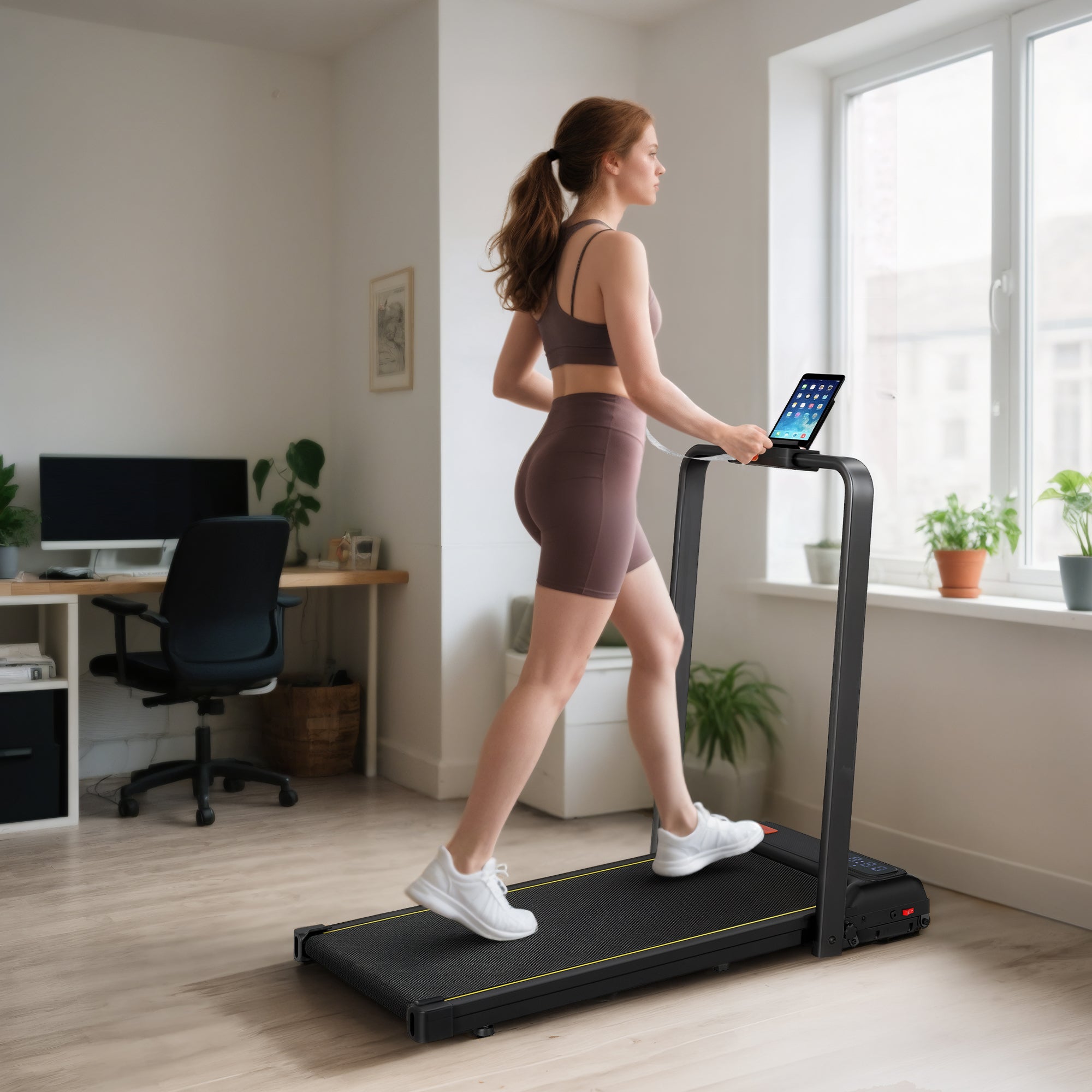Folding Walking Treadmill, Under Desk Walking Pad with Incline, Black