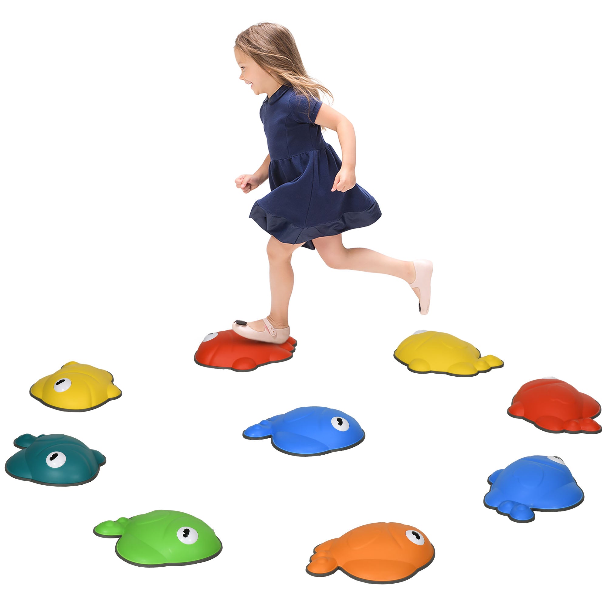 9 Pcs Balance Stepping Stones Kids for Sensory with Non-slip Edge, Stackable Outdoor Indoor Obstacle Course