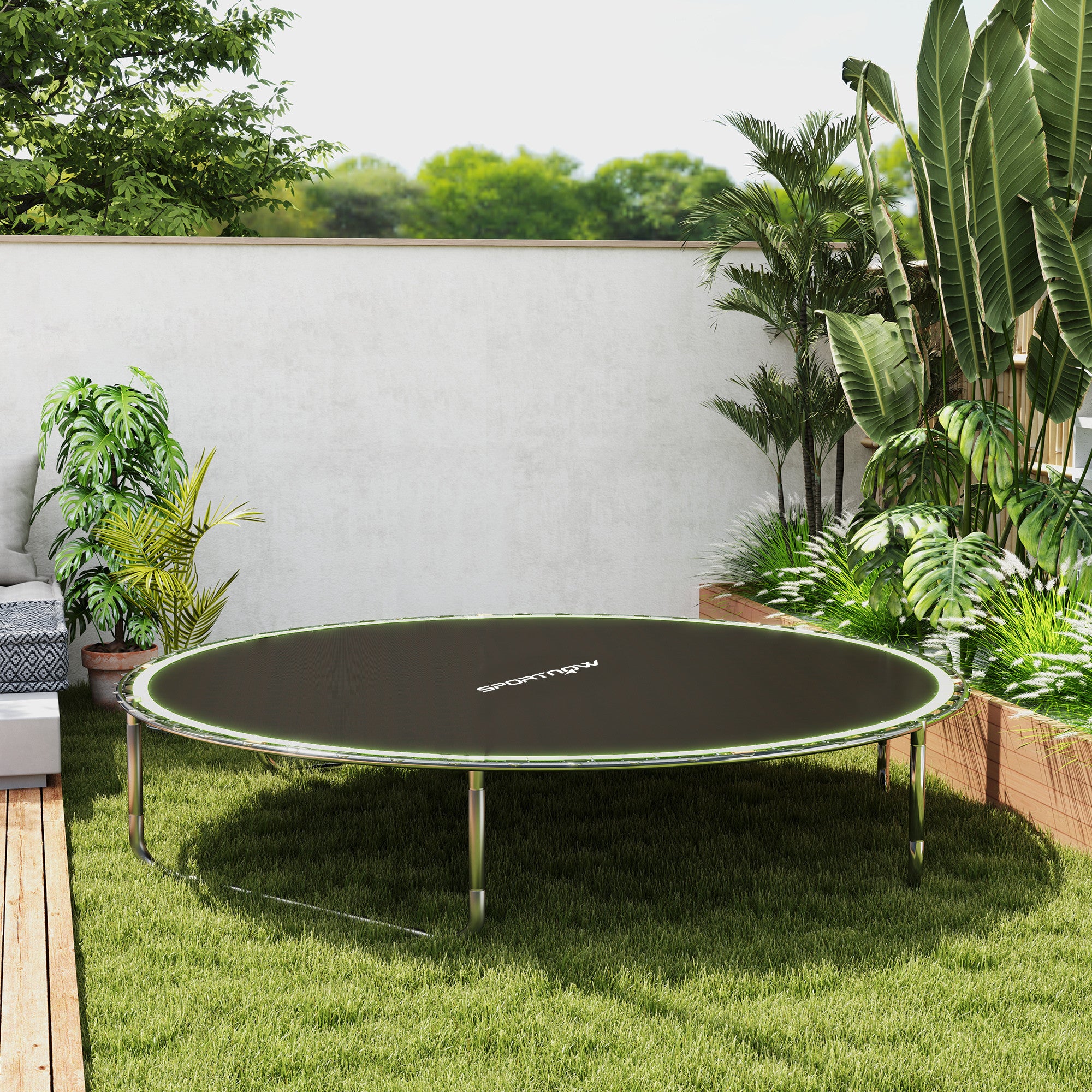 8ft Trampoline Replacement Mat with 42 V-Hooks and Spring Pull Tool for 14cm Springs - Green