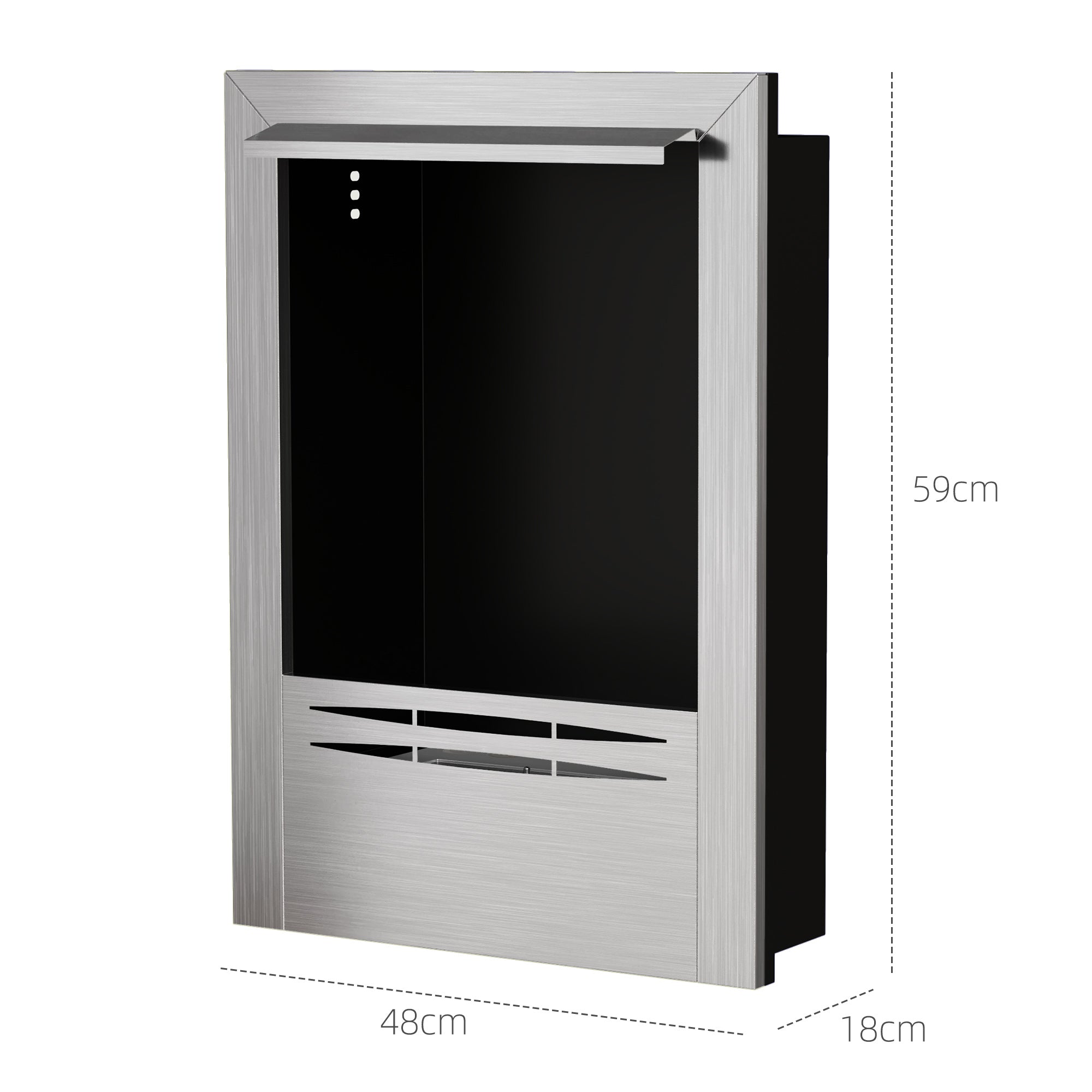 Stainless Steel Ethanol Fireplace Insert, Bioethanol Fire, Indoor Ethanol Burner with 0.9 Litres Volume, Cover Lid, Burns for Up to 3.3 Hours, Silver