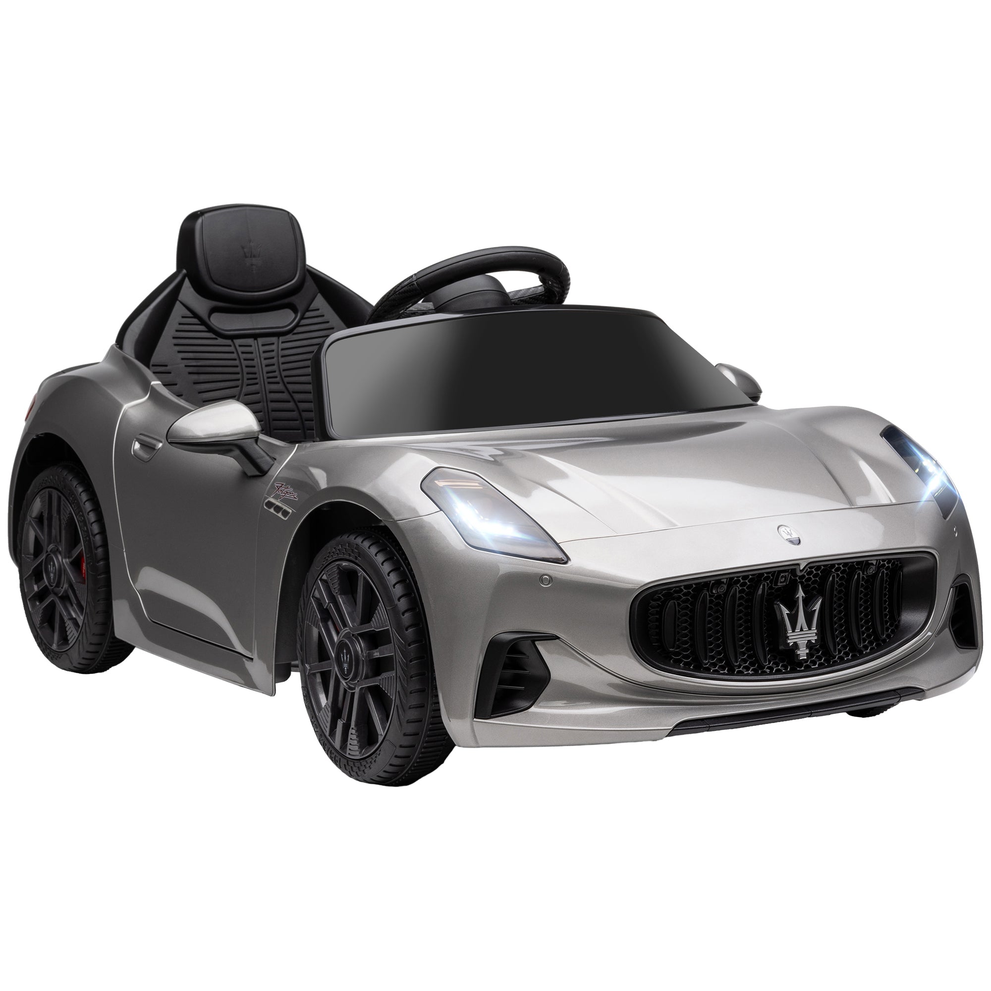 12V Maserati Gran Turismo Folgore Lincesed Kids Electric Car with Remote Control, Soft Start, Grey