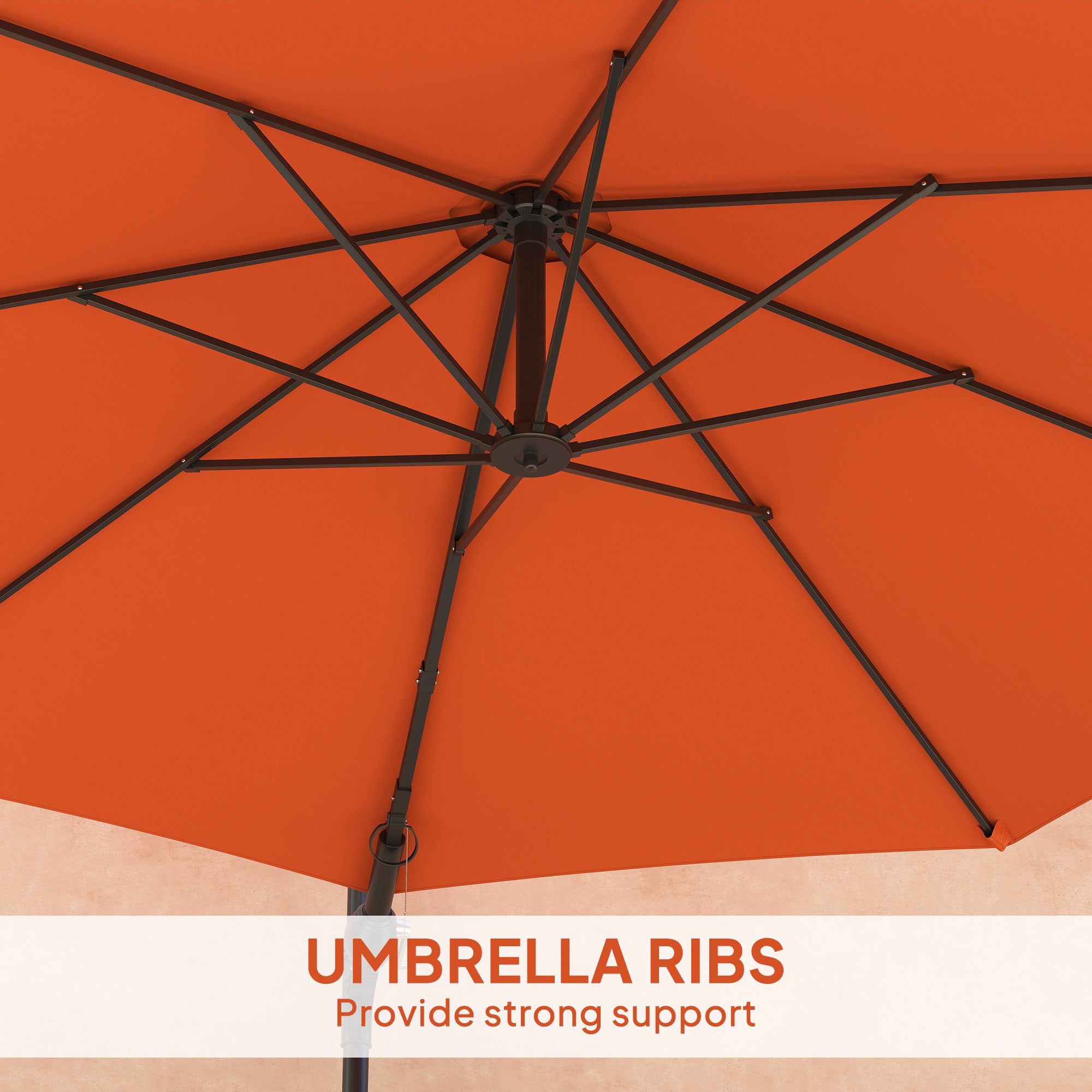 3(m) Wall-Mounted Parasol Shade, with Handle - Orange