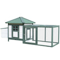 Small Animal Chicken Coop with Nesting Box and Outdoor Run - Green