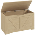 100L Home Storage Box, with Safety Hinges - Natural Wood Finish