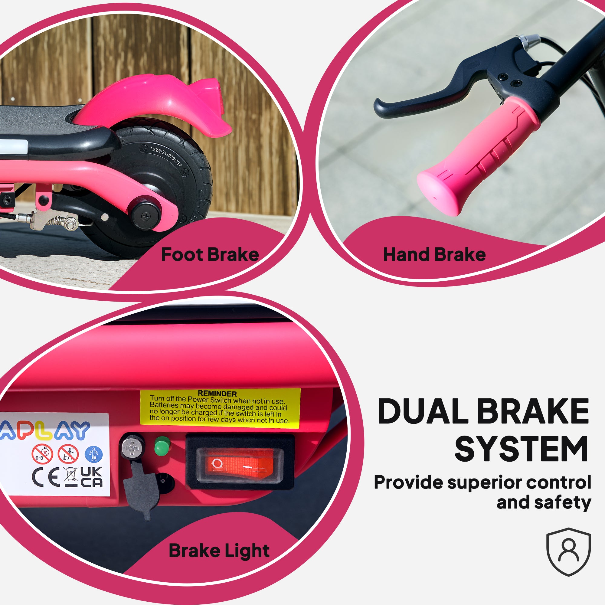 Electric Scooter for Kids Ages 6-14, with Dual Brakes, Flash Wheel and Colourful Light, Kids Electric Scooter E Scooter, Up to 12 KM/H & 10 KM, Pink