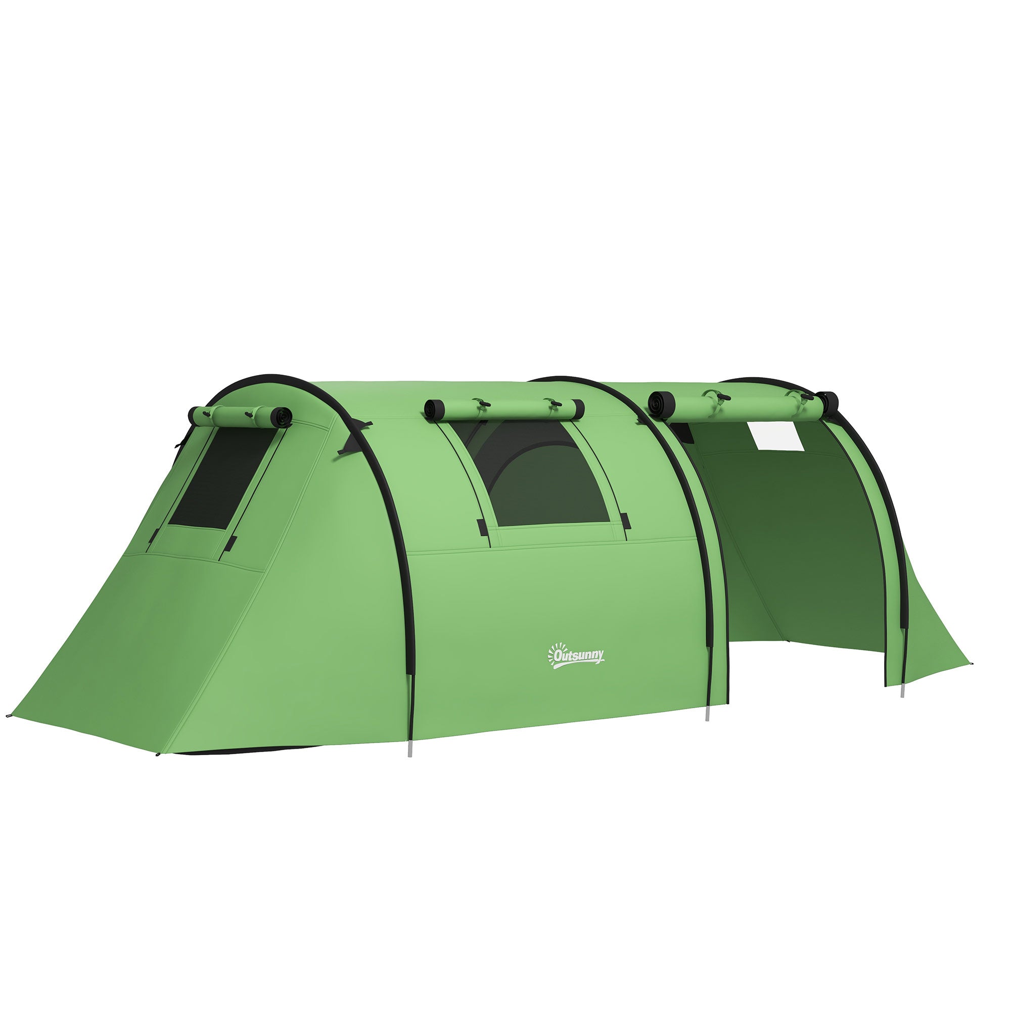 Four Man Duo Room Tunnel Tent, with Accessories - Green