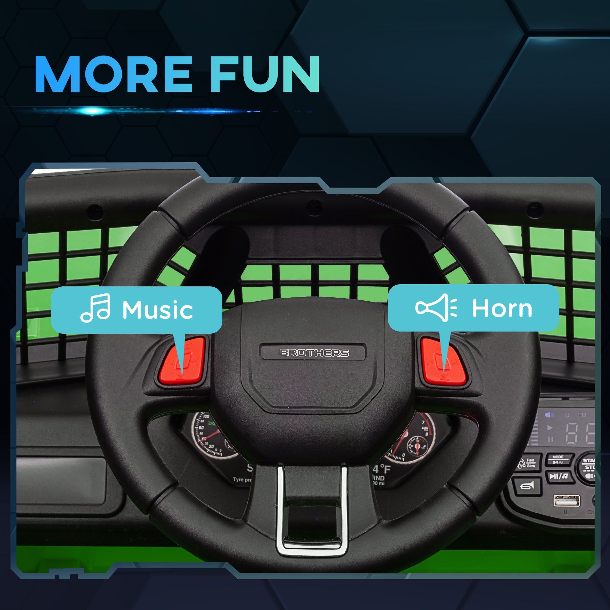 12V Battery Powered Kids Ride-On Car, Electric Truck w/ Spring Suspension, Remote, Music, Horn, Lights, Green