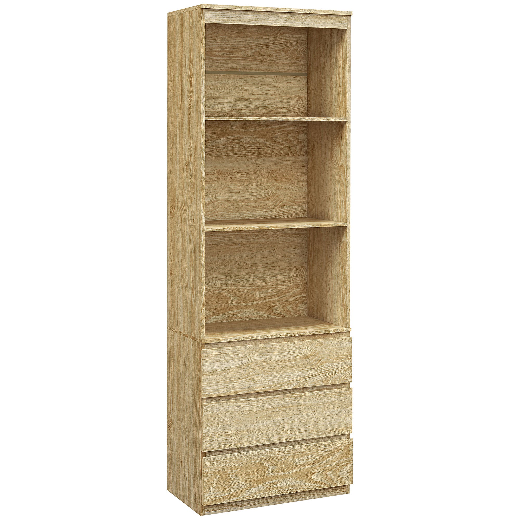 180cm Tall Bookcase, with Shelves and Drawers - Wood Effect