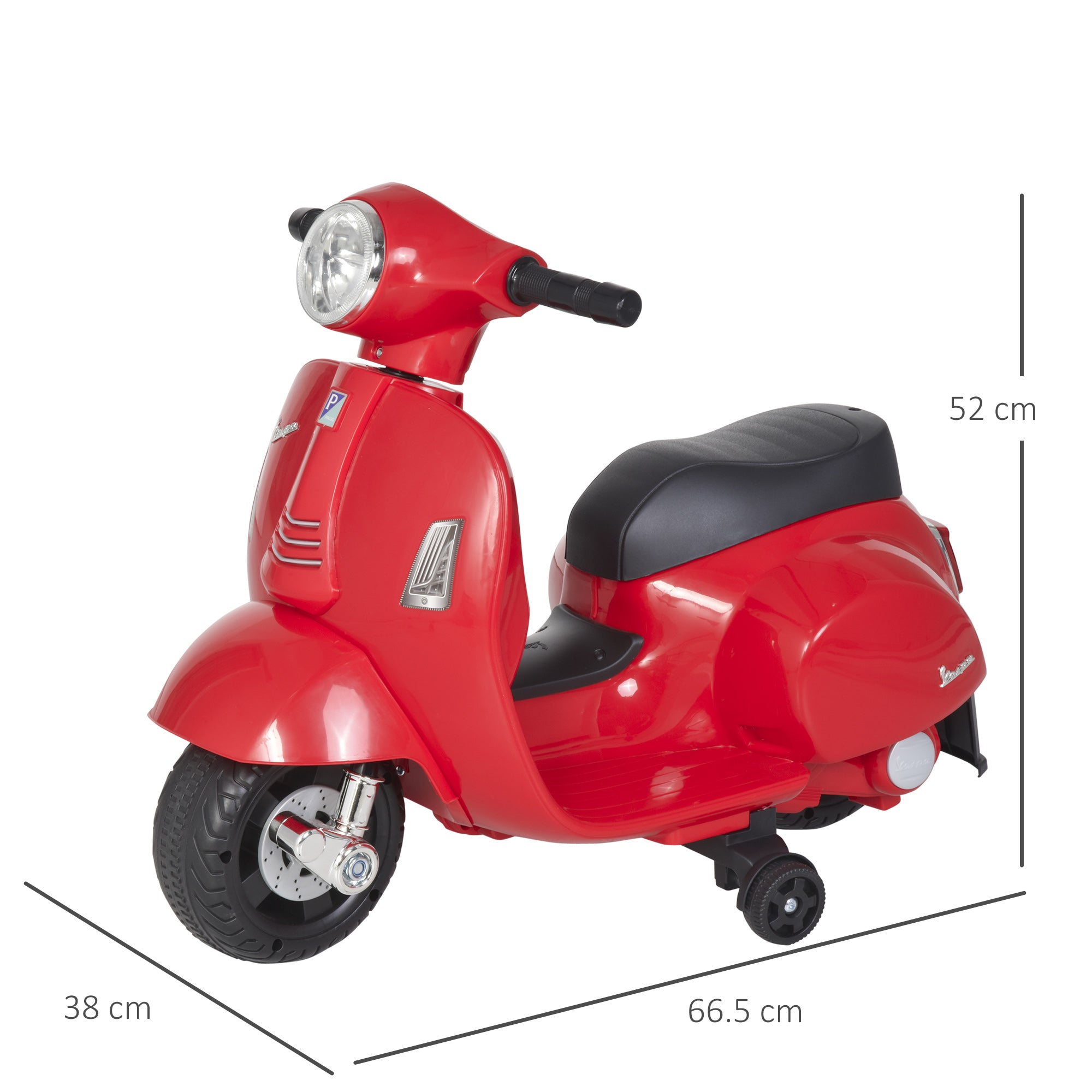 Vespa Licensed 6V Kids Electric Motorbike Ride On Motorcycle Battery Powered for 18-36 Months with Horn Headlight Red