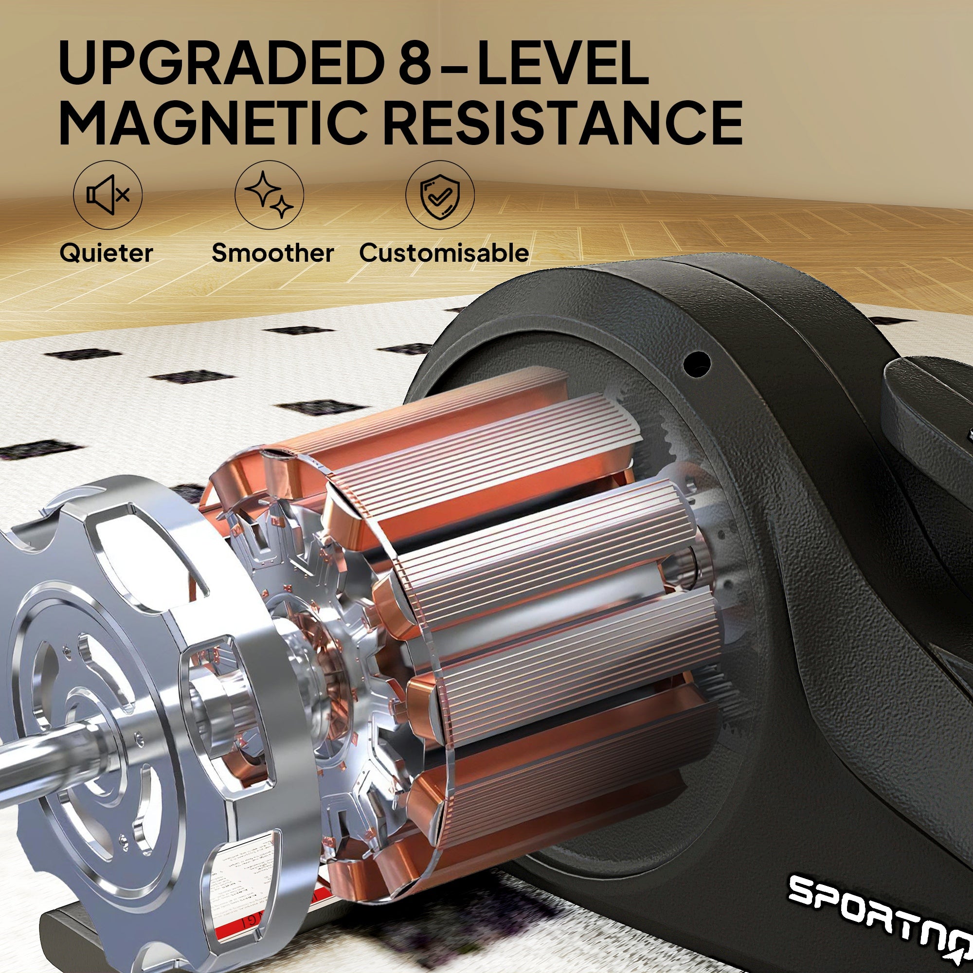 Under Desk Elliptical Machine with LCD Monitor, 8 Adjustable Magnetic Resistances for 2-in-1 Seat & Stand Up Exercise