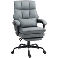 Grey Faux Leather Reclining Office Chair with Footrest