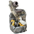 5-Tier Outdoor Waterfall Fountain, Freestanding Self-Contained Cascading Water Feature Garden Landscape
