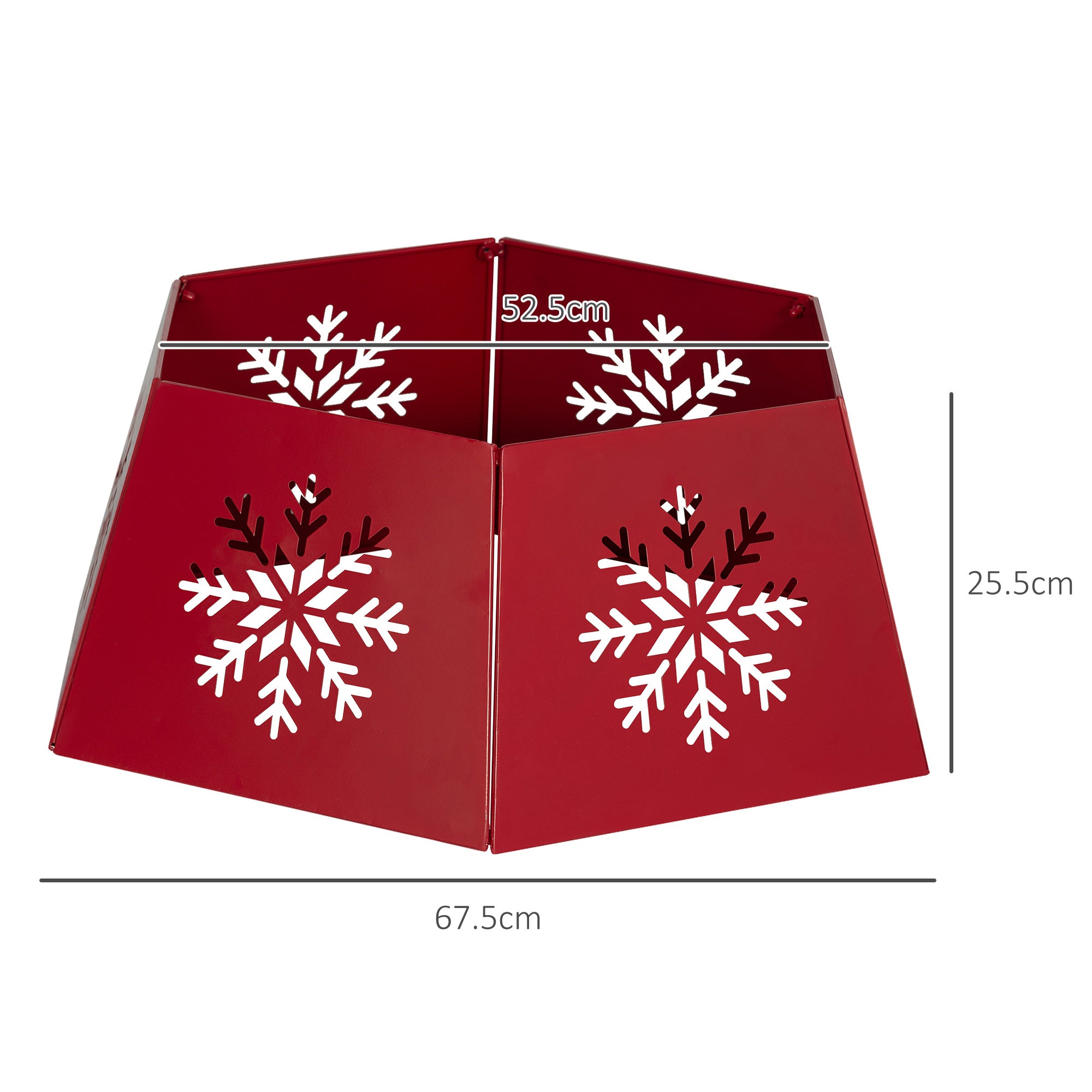 Christmas Tree Collar, Hexagon Christmas Tree Base Cover with Hollow Snowflake Patterns, Xmas Decoration for Party, Holiday, Home, Red