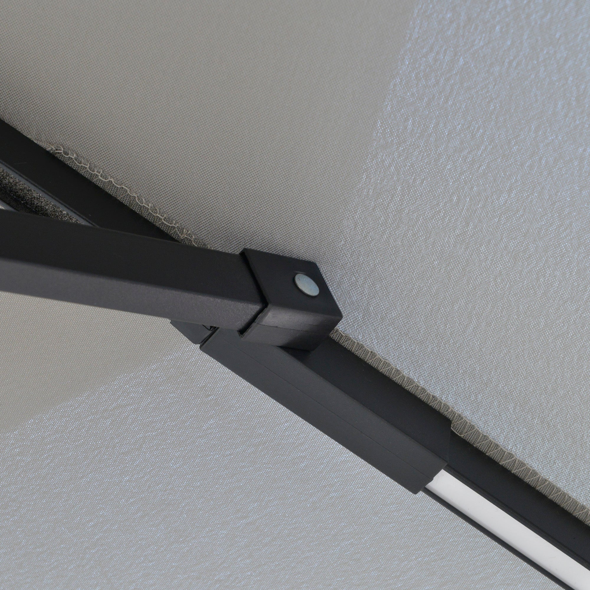 3 Metre Cantilever Banana Parasol with LED Solar Lights and Double Roof - Light Grey