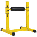 Bulgarian Split Squat Stand, 12-Level Adjustable Single Leg Squat Machine with Foam Roller and Anti-Slip Pads for Lower Body Strength Training, Yellow