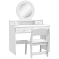 Kids Dressing Table Set Kids Make up Table with Stool and Mirror, Storage Drawers, Gift for Aged 3-8