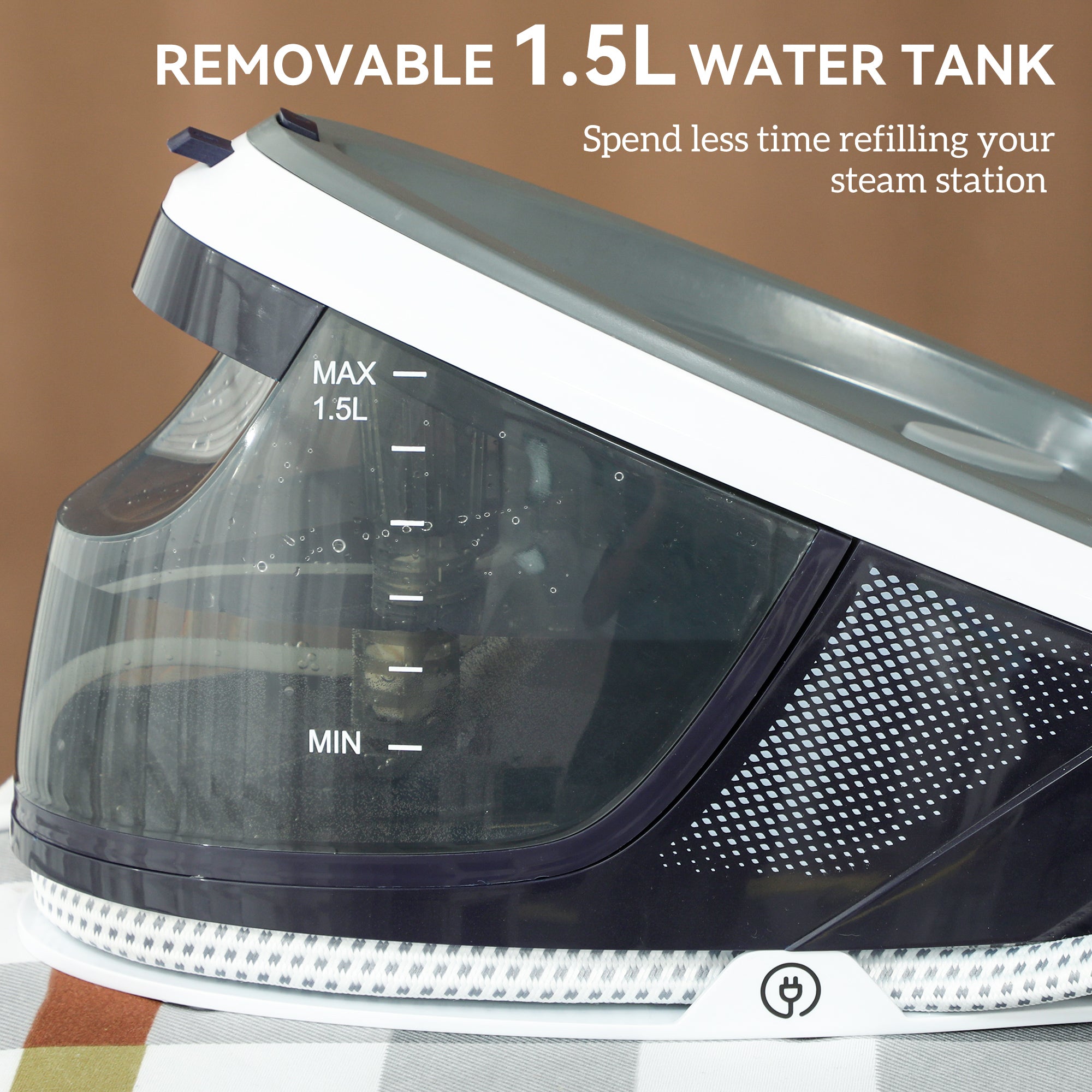 Steam Generator Iron, Energy-Saving, Self-Cleaning, Powerful Vertical Steam, Automatic Shut-Off, Ceramic Non-stick Soleplate, Large 1.5L Detachable Water Tank, 8 Bar, c, Blue