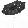 2.6 m Garden Parasol Umbrella with LED Solar Light, Parasol Cover, Outdoor Market Patio Umbrella, Black