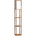 Floor Lamp with Shelves, 4 Layer Standing Lamp with USB Ports, 3 Colour Temperature, Rustic Brown