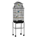 Metal Bird Cage with Swing, Perches, Food Containers & Tray for Finches, Canaries, Budgies - Black