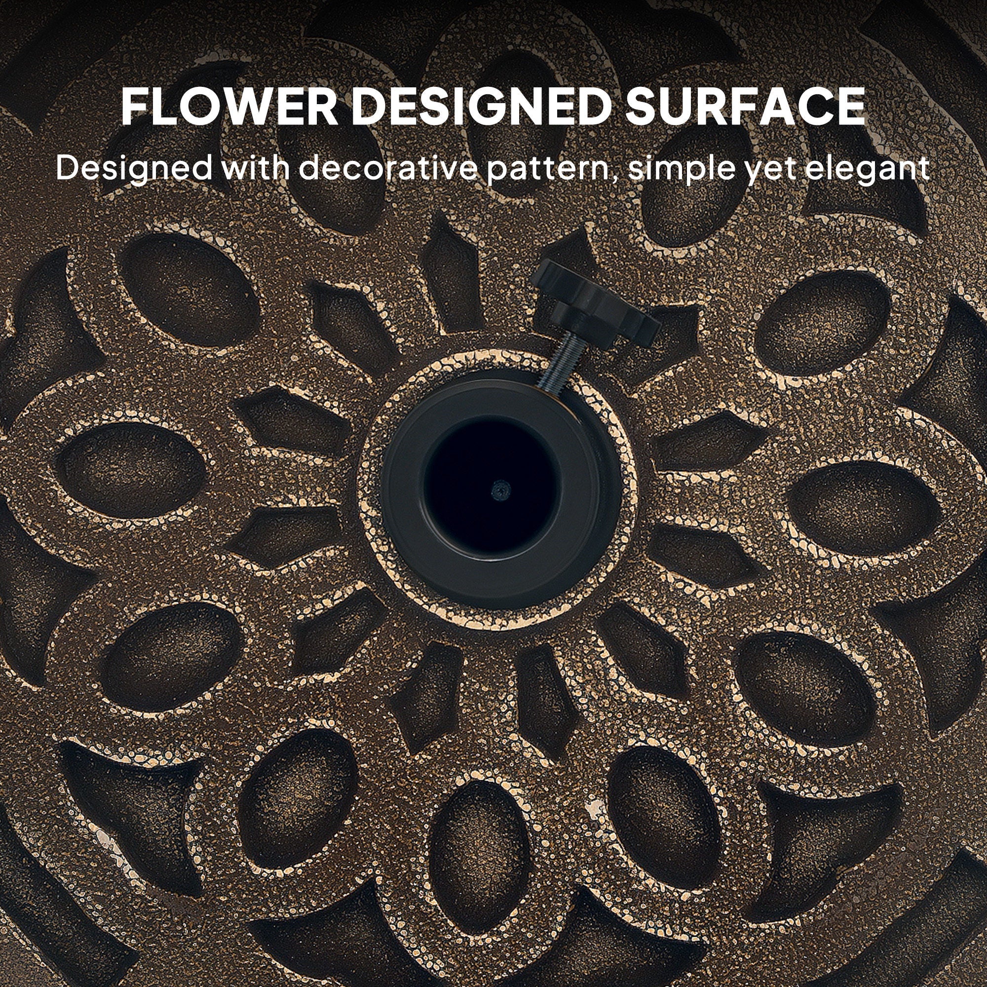 21kg Resin Garden Parasol Base with Wheels, Round Umbrella Stand, Heavy Duty Sun Umbrella Base for 34, 38, 48 mm Umbrella Poles for Deck Poolside, Bronze Tone