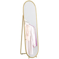 Three-Way Curved Full Length Mirror with Metal Frame - Gold Tone