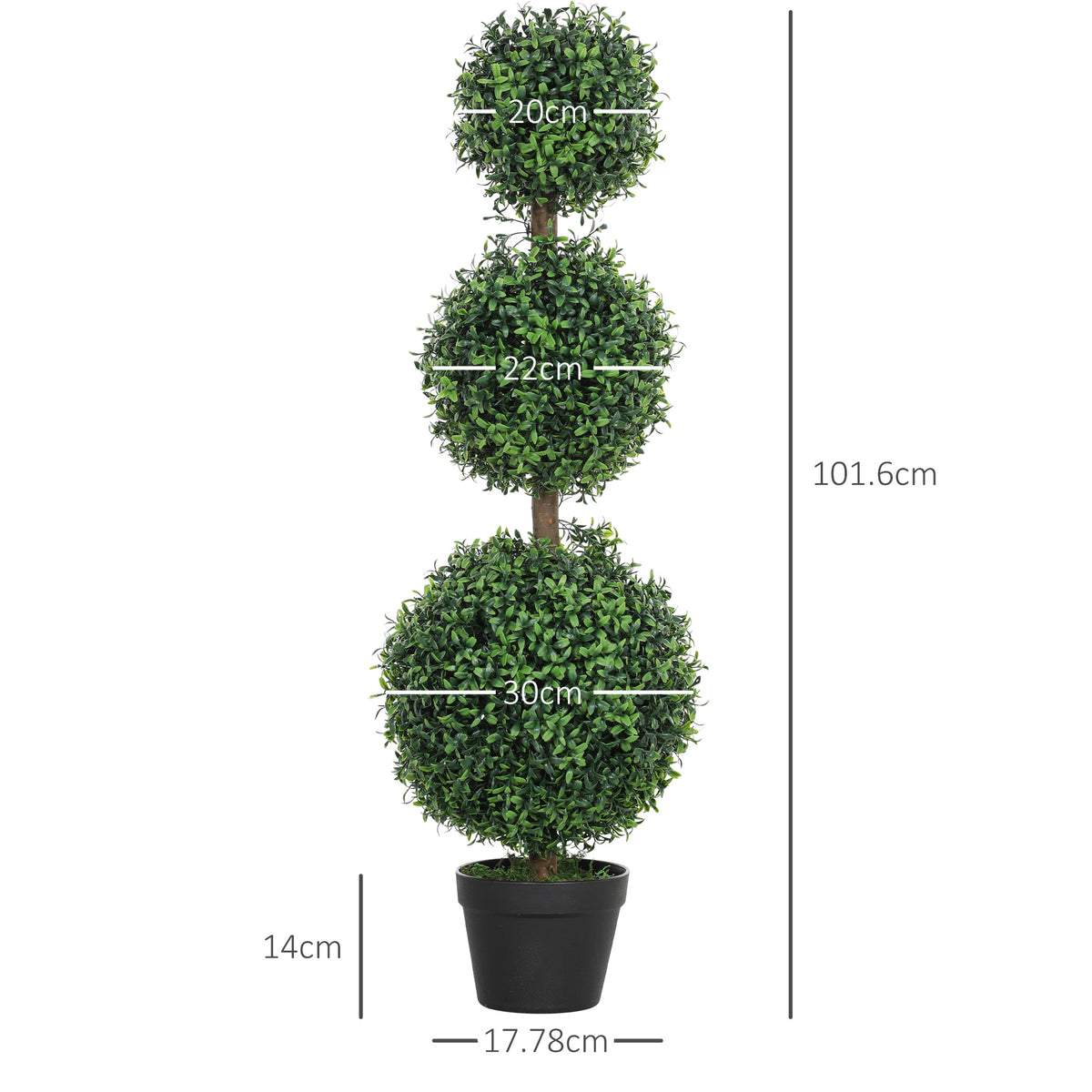 Set of 2 Artificial Topiary Ball-Shaped Boxwood Trees 100cm in Pot - Green