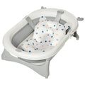 Foldable Baby Bathtub Set with Thermostatic Water Plug, Non-Slip Support & Cushion Pad for Newborn to 3 Years - Offwhite
