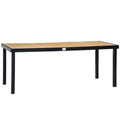 Aluminium Outdoor Garden Dining Table for 8 with Faux Wood Top, 190x90x74 cm - Natural