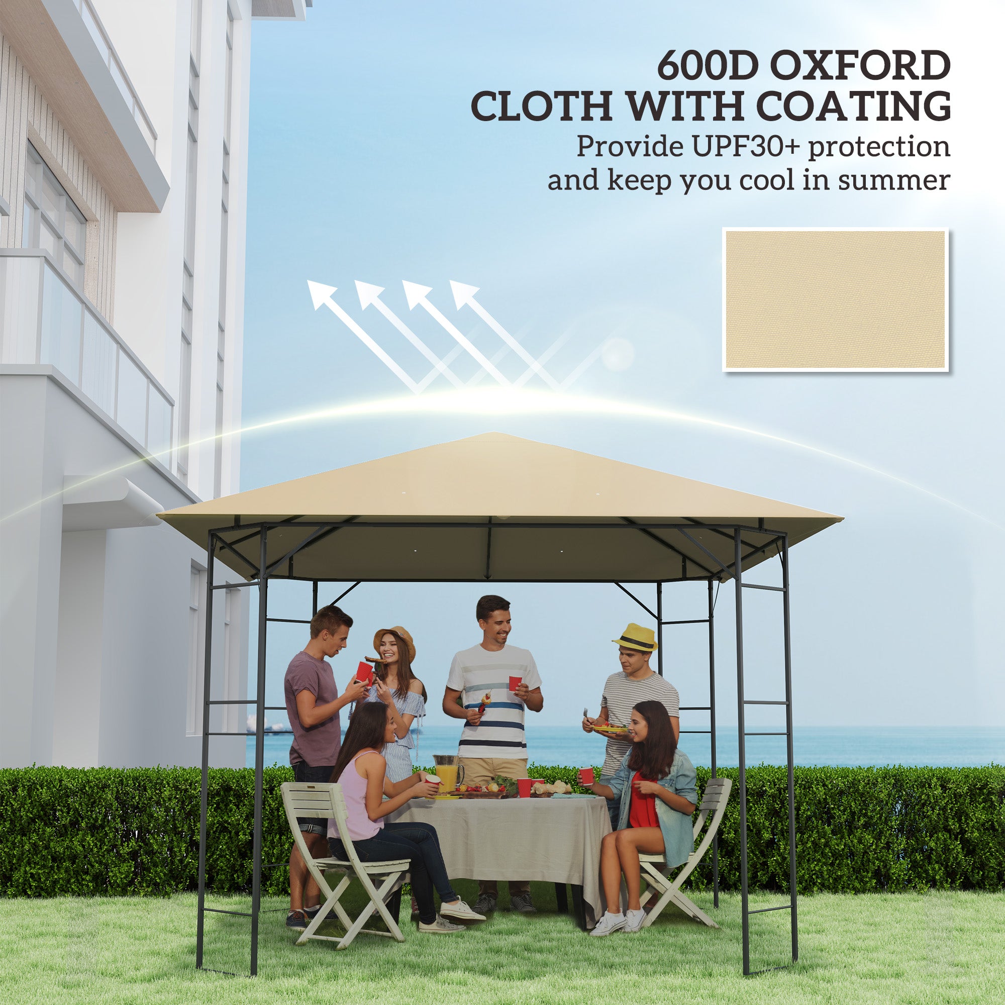 3 Piece 3x3m Gazebo Canopy Replacement Cover - Beige