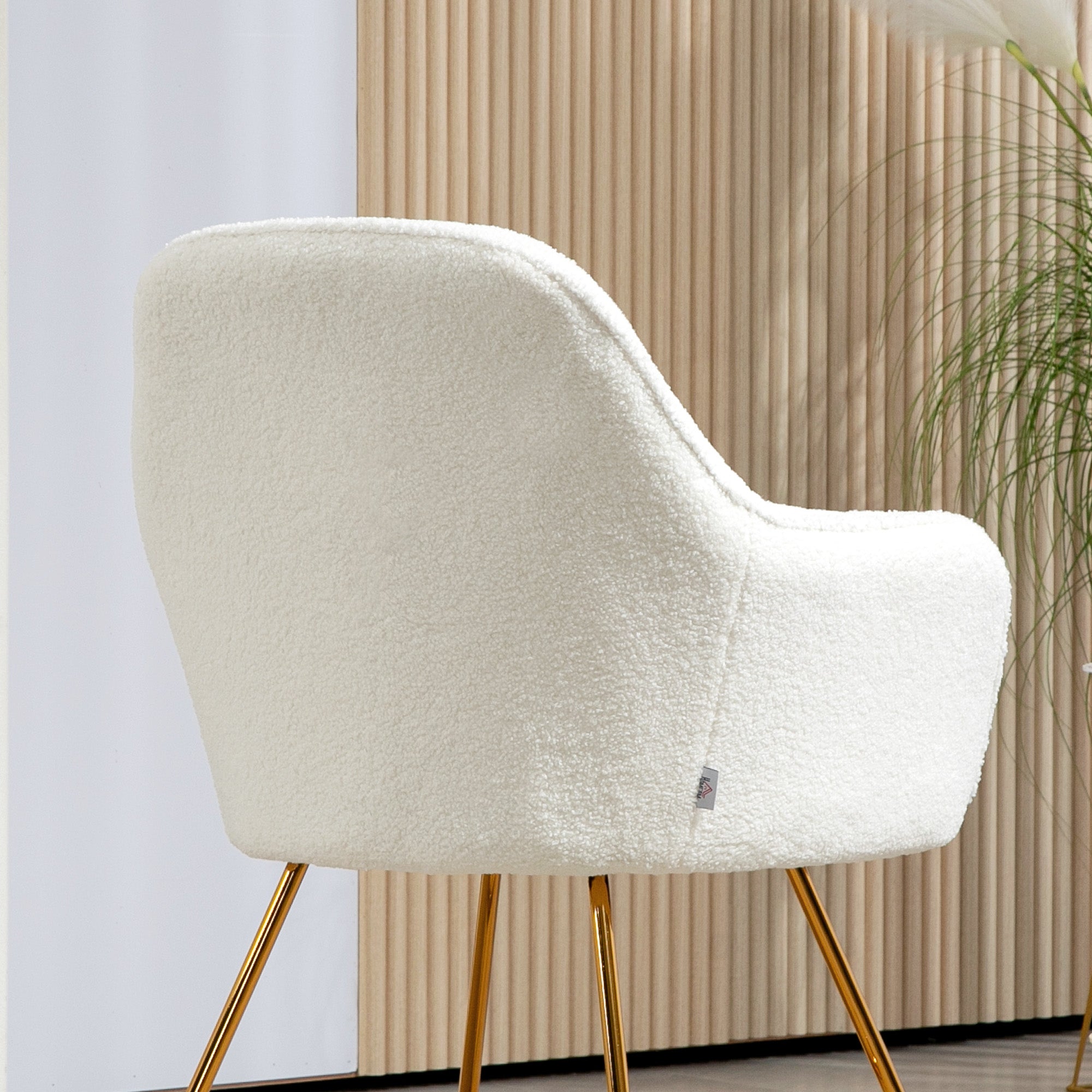 Modern Accent Chair Set of 2, Cashmere Tufted Armchair with Padded Seat, Occasional Bedroom Chair with Cross Steel Legs for Living Room, Cream White